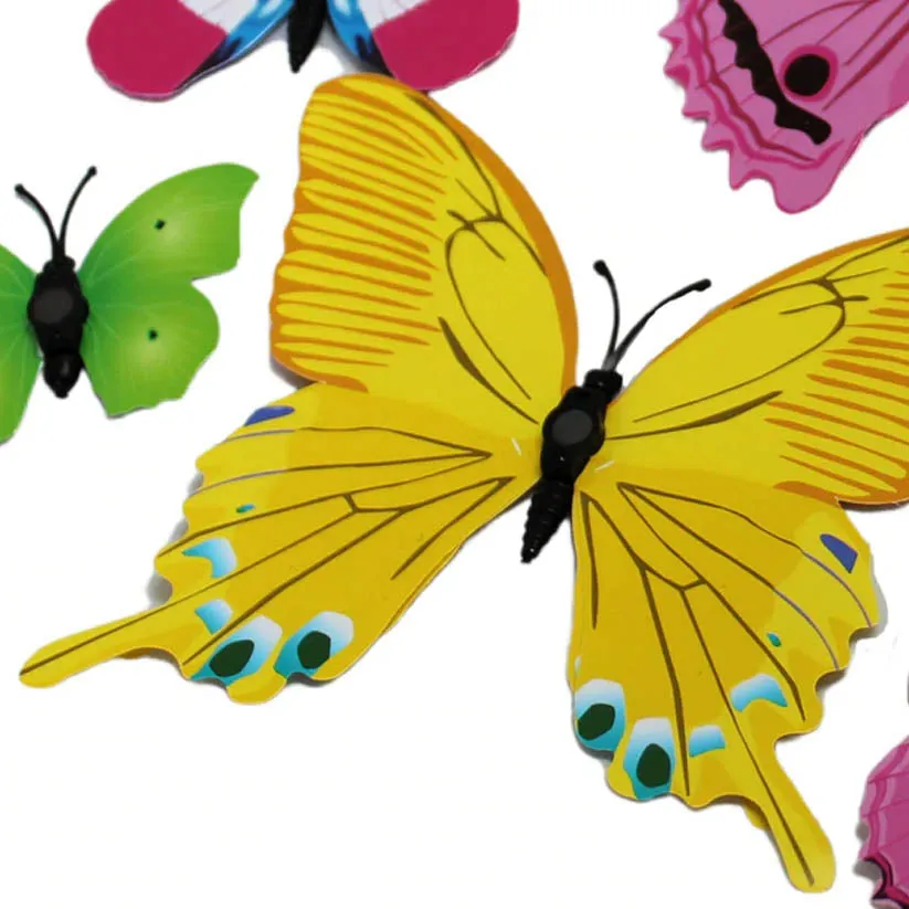 12-Pieces: Mixed Color 3D Butterfly Magnet Fridge Stickers