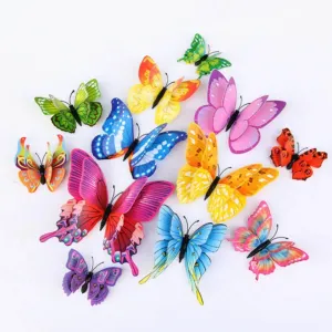 12-Pieces: Mixed Color 3D Butterfly Magnet Fridge Stickers