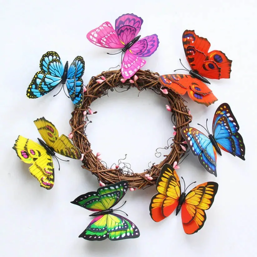 12-Pieces: Mixed Color 3D Butterfly Magnet Fridge Stickers