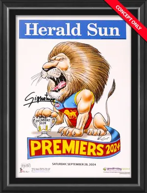 2024 Mark Knight Premiership Poster - FRAMED AND SIGNED BY WILL ASHCROFT