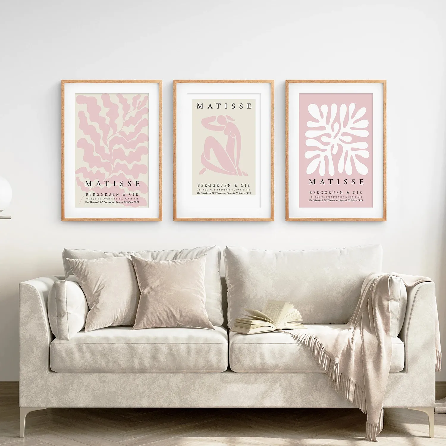 3 Piece Blush Pink Matisse Wall Art Set