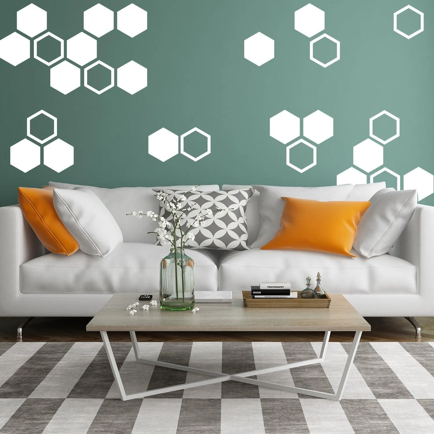 50x Honeycomb Wall Decals Decor - Geometric Hexagon Sticker For Bedroom Living Room