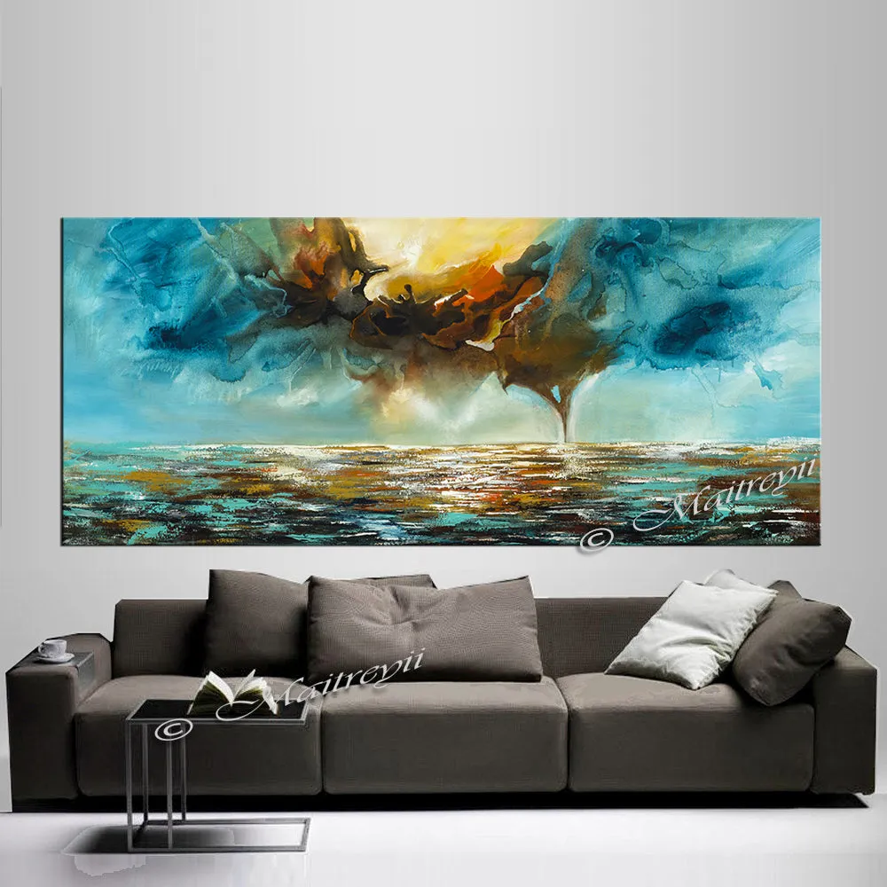 Abstract Modern Art Oil Painting on Canvas Modern Wall Art Mystic Texture Painting - Seascape 31