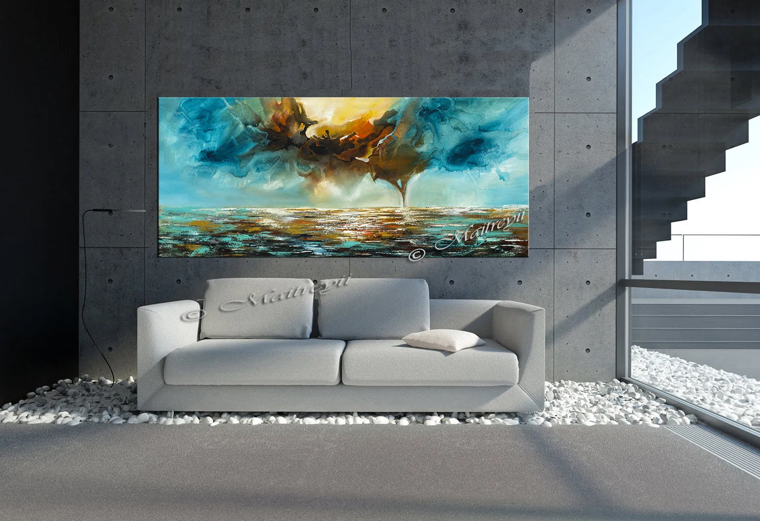 Abstract Modern Art Oil Painting on Canvas Modern Wall Art Mystic Texture Painting - Seascape 31