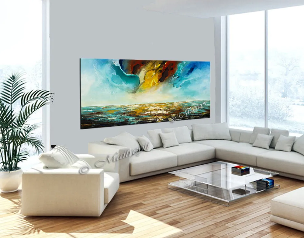 Abstract Modern Art Oil Painting on Canvas Modern Wall Art Mystic Texture Painting - Seascape 33