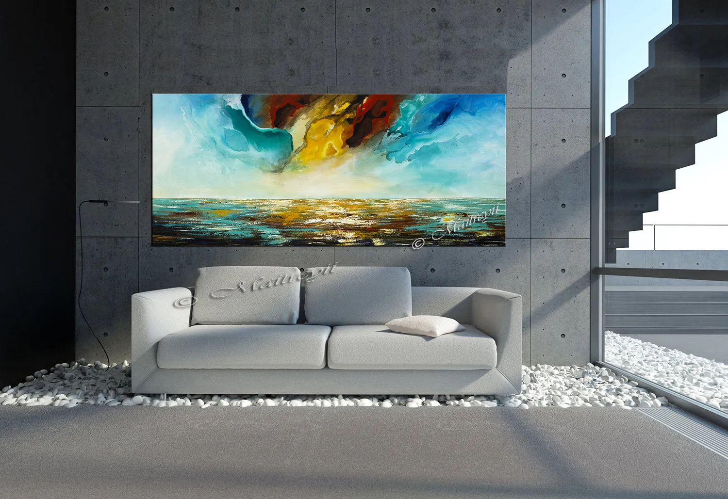 Abstract Modern Art Oil Painting on Canvas Modern Wall Art Mystic Texture Painting - Seascape 33