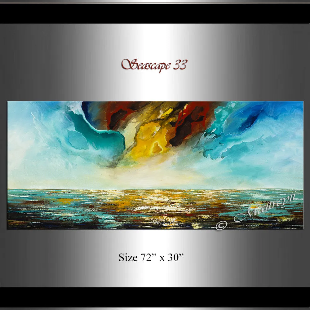 Abstract Modern Art Oil Painting on Canvas Modern Wall Art Mystic Texture Painting - Seascape 33