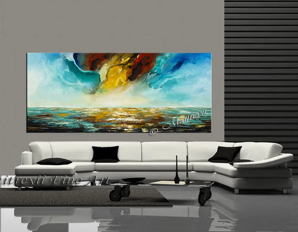 Abstract Modern Art Oil Painting on Canvas Modern Wall Art Mystic Texture Painting - Seascape 33