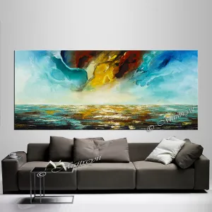 Abstract Modern Art Oil Painting on Canvas Modern Wall Art Mystic Texture Painting - Seascape 33