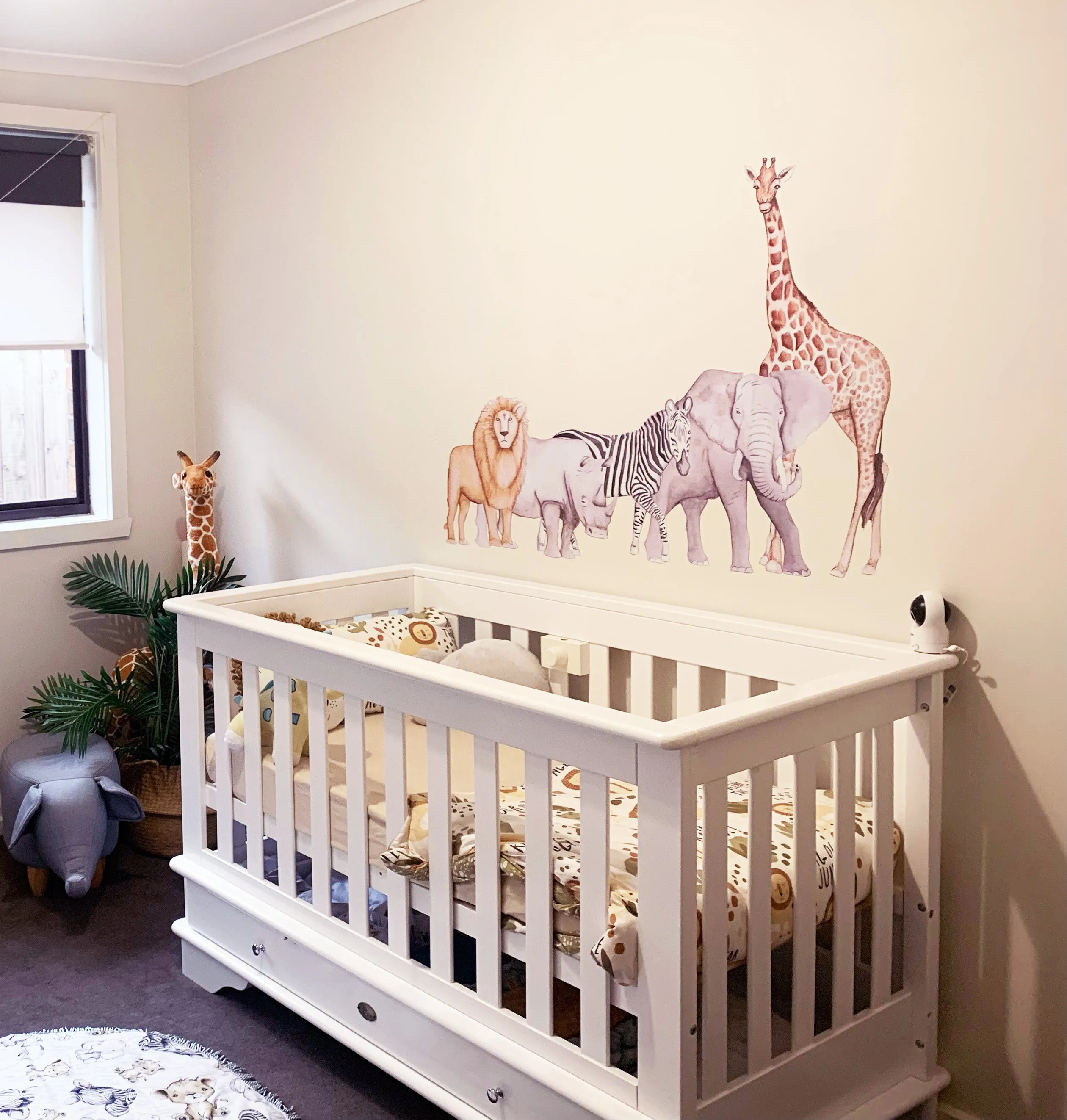 African Animals Australian Design Hand Painted Peel & Stick, Removable Wall Decal. Nursery, Kids Playroom, Kids Teens Bedroom