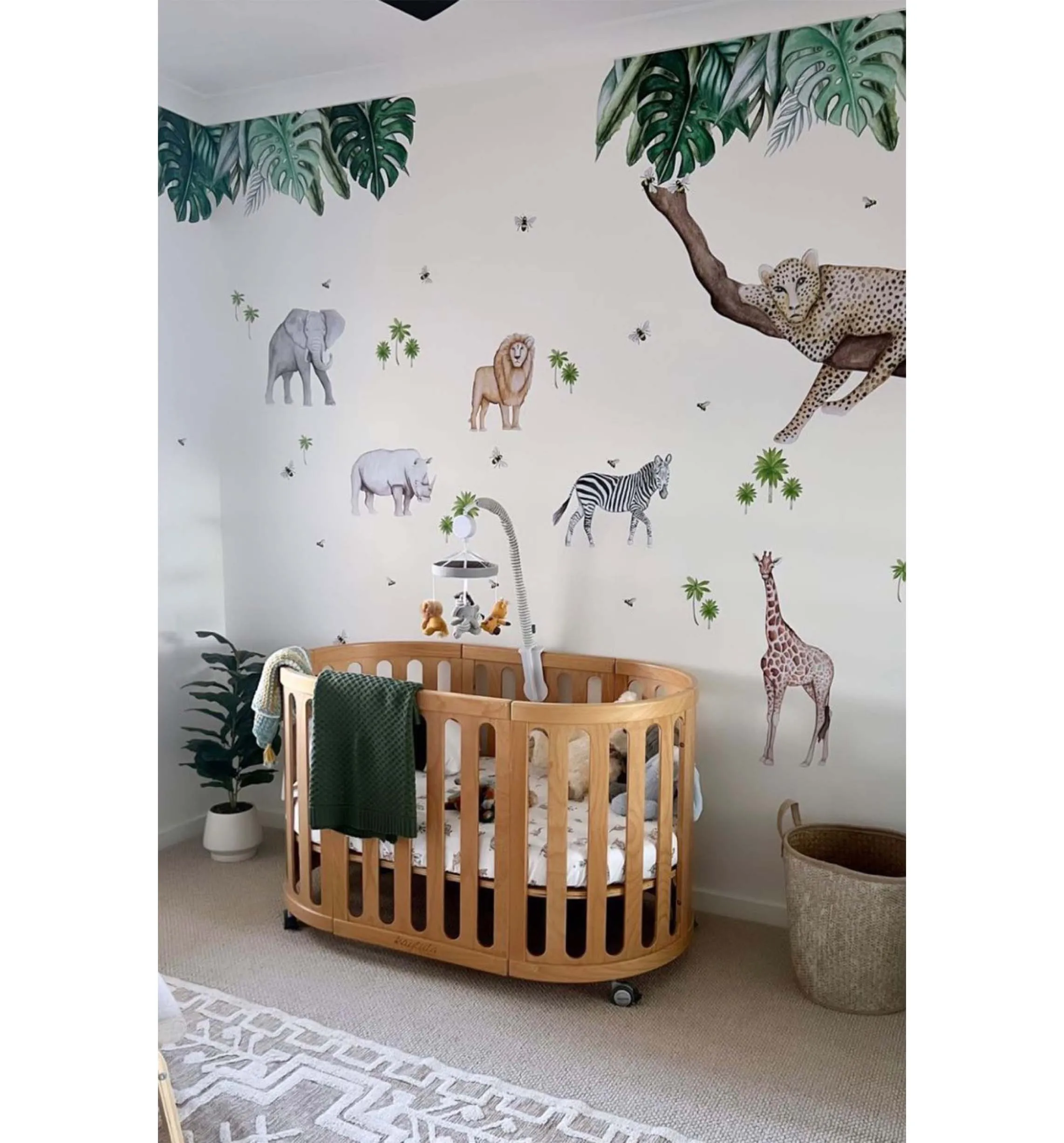 African Animals Australian Design Hand Painted Peel & Stick, Removable Wall Decal. Nursery, Kids Playroom, Kids Teens Bedroom