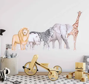 African Animals Australian Design Hand Painted Peel & Stick, Removable Wall Decal. Nursery, Kids Playroom, Kids Teens Bedroom