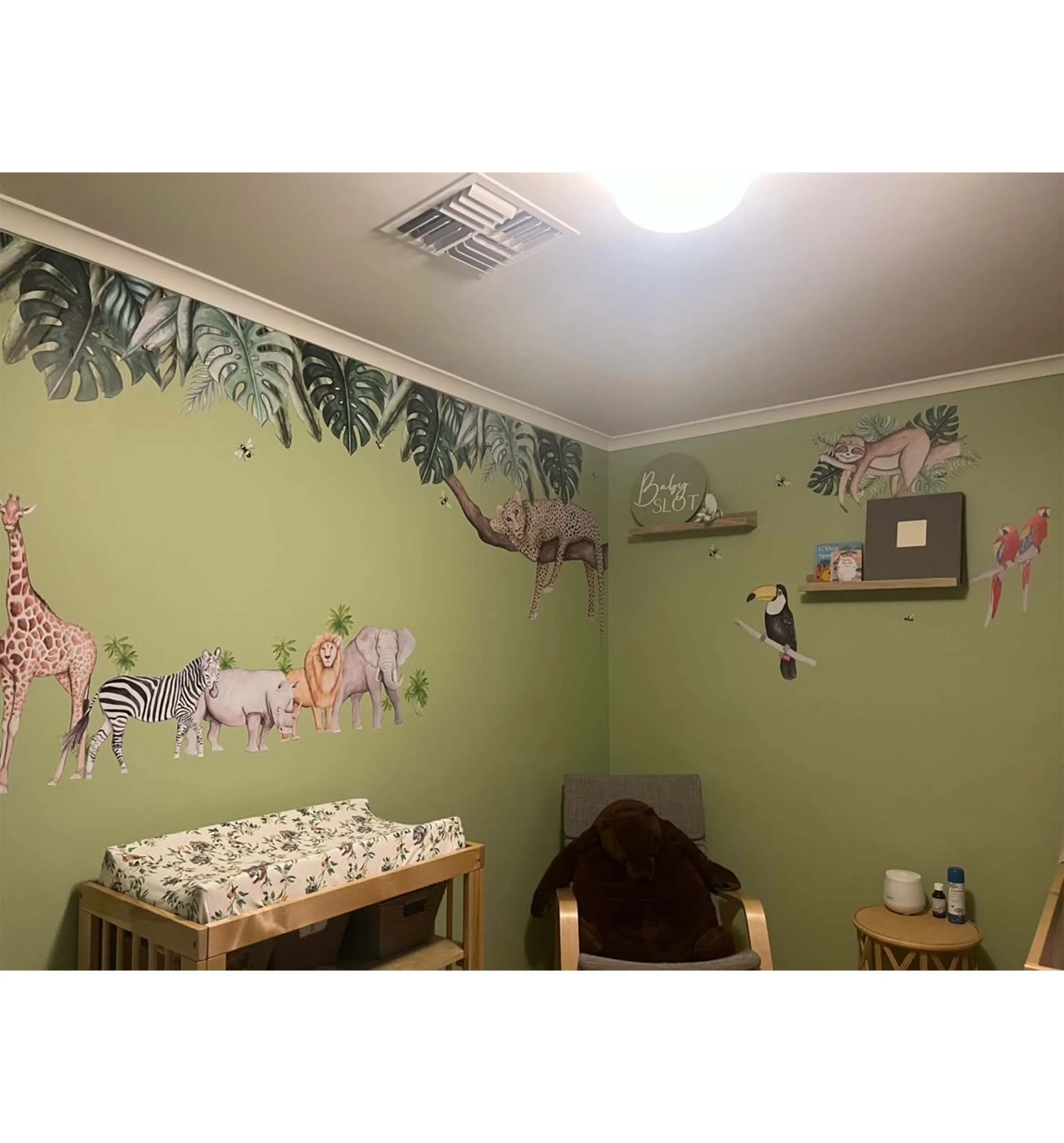 African Animals Australian Design Hand Painted Peel & Stick, Removable Wall Decal. Nursery, Kids Playroom, Kids Teens Bedroom