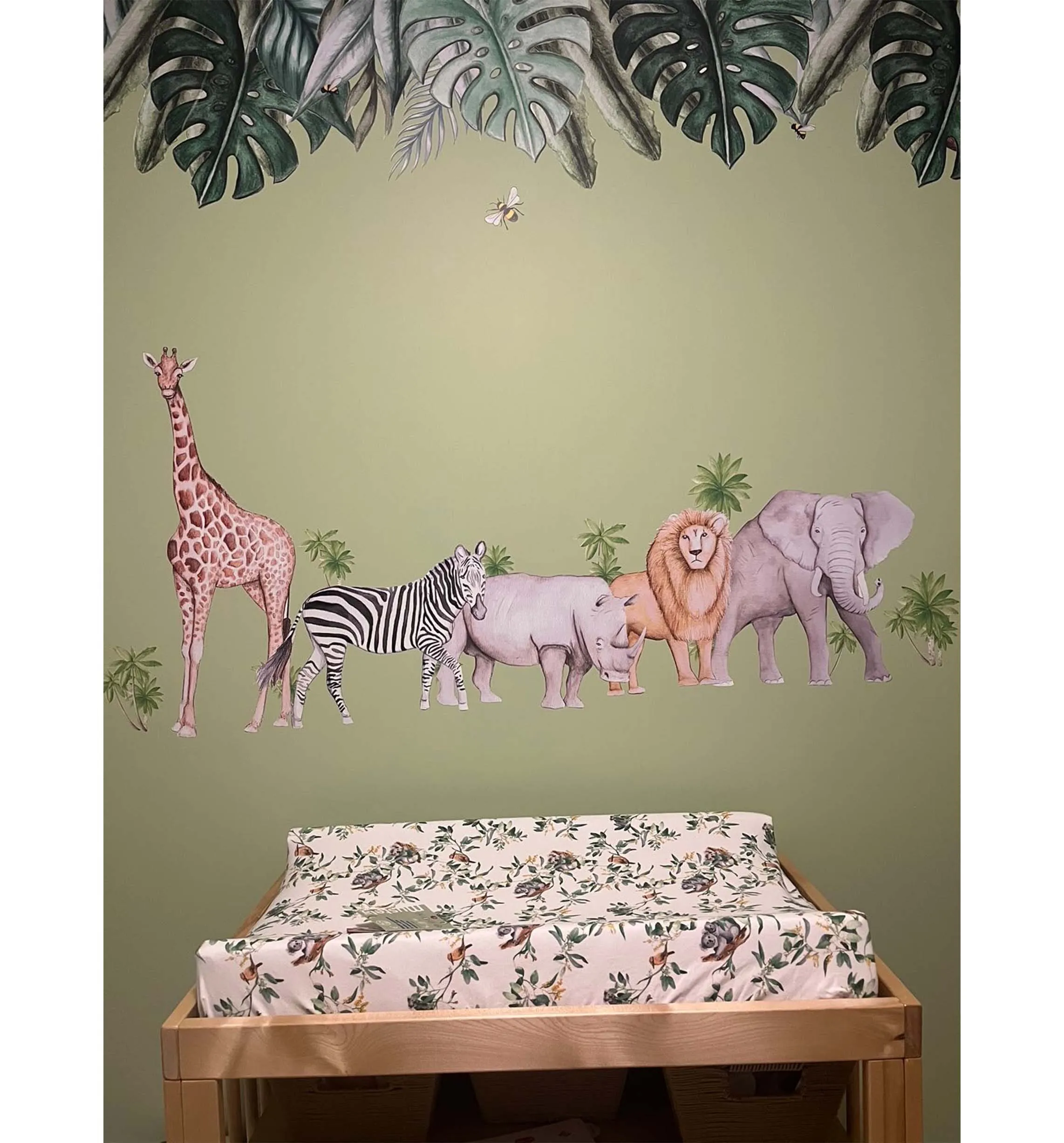 African Animals Australian Design Hand Painted Peel & Stick, Removable Wall Decal. Nursery, Kids Playroom, Kids Teens Bedroom