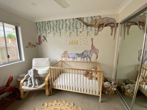 African Animals Australian Design Hand Painted Peel & Stick, Removable Wall Decal. Nursery, Kids Playroom, Kids Teens Bedroom