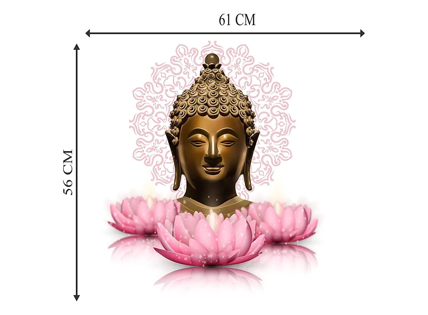 Akki Wold Buddha Lotus Flowers Wall Sticker for Kids Room, Pooja Room, Living Room (Multicolor, Size- 56Cm X 61Cm)