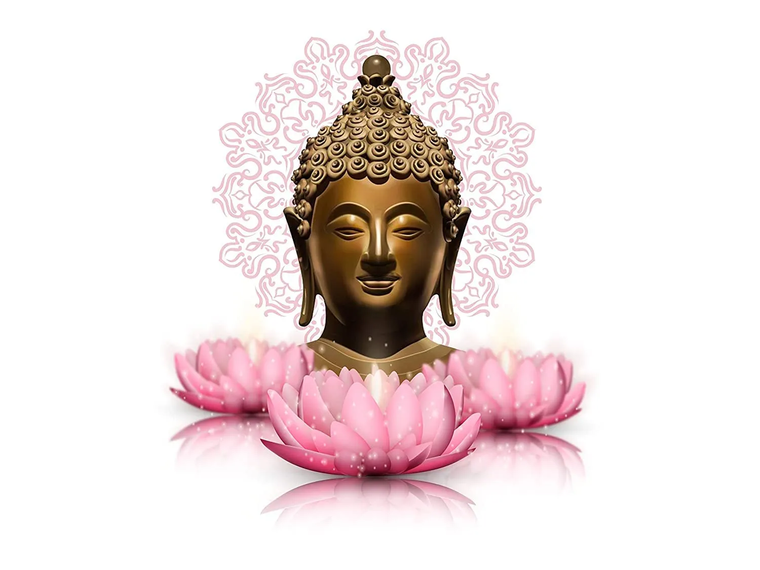 Akki Wold Buddha Lotus Flowers Wall Sticker for Kids Room, Pooja Room, Living Room (Multicolor, Size- 56Cm X 61Cm)