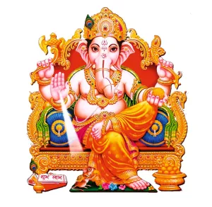 Akki Wold Shri Ganesh Ji God Wall Sticker for Pooja Room, Living Room, Kids Room, Office, Hall (Muticolor, Size - 47Cm X 44Cm)