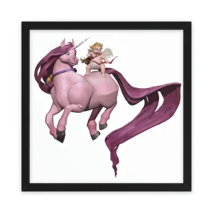 Baby Cupid and Horse Framed Poster