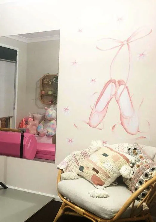 Ballet Slippers & Bows Australian Design Hand Painted Peel & Stick, Removable Wall Decal. Nursery, Kids Playroom, Kids Teens Bedroom