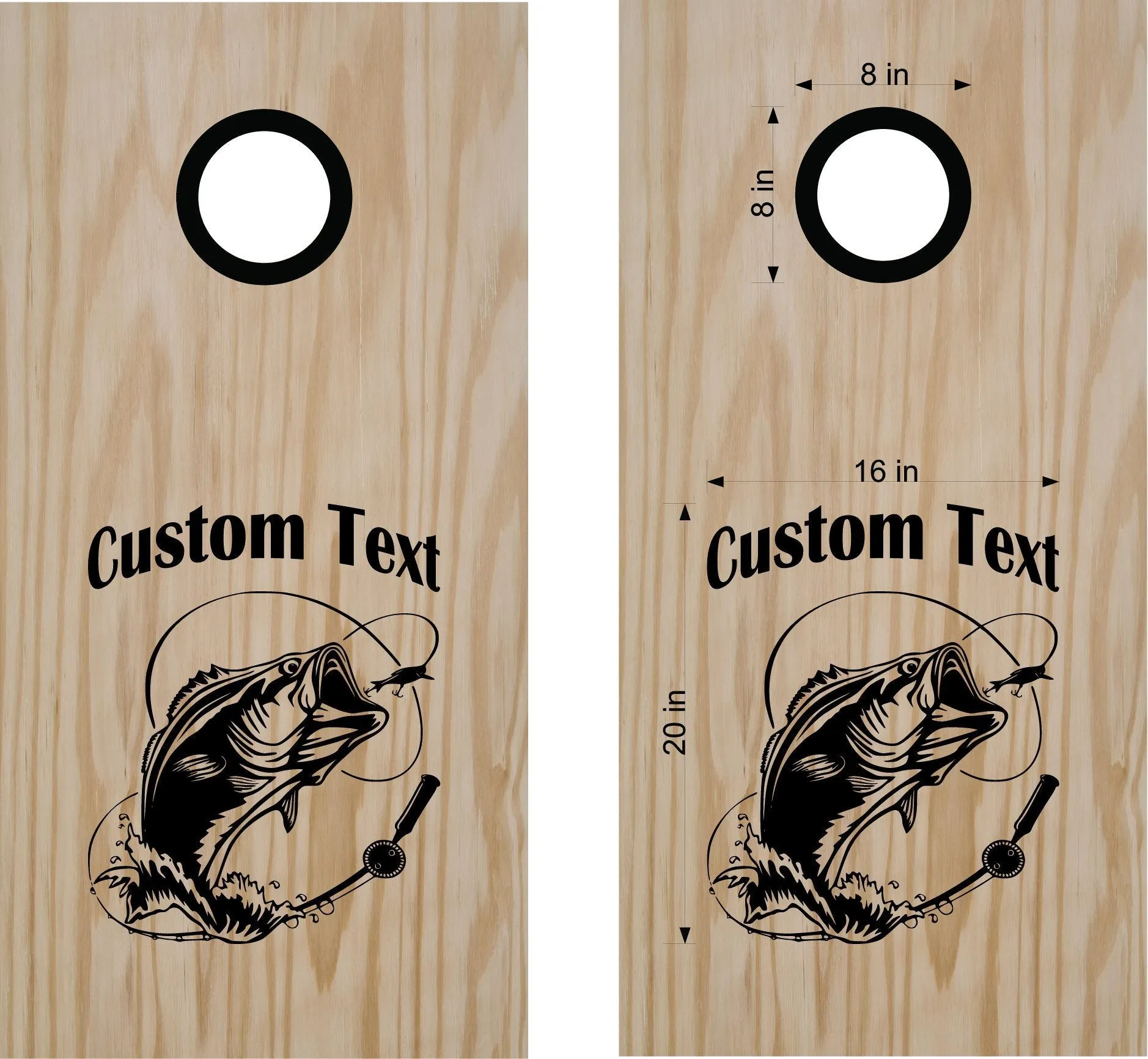 Bass Fishing Cornhole Decal Set Boards Bean Bag Toss Sticker