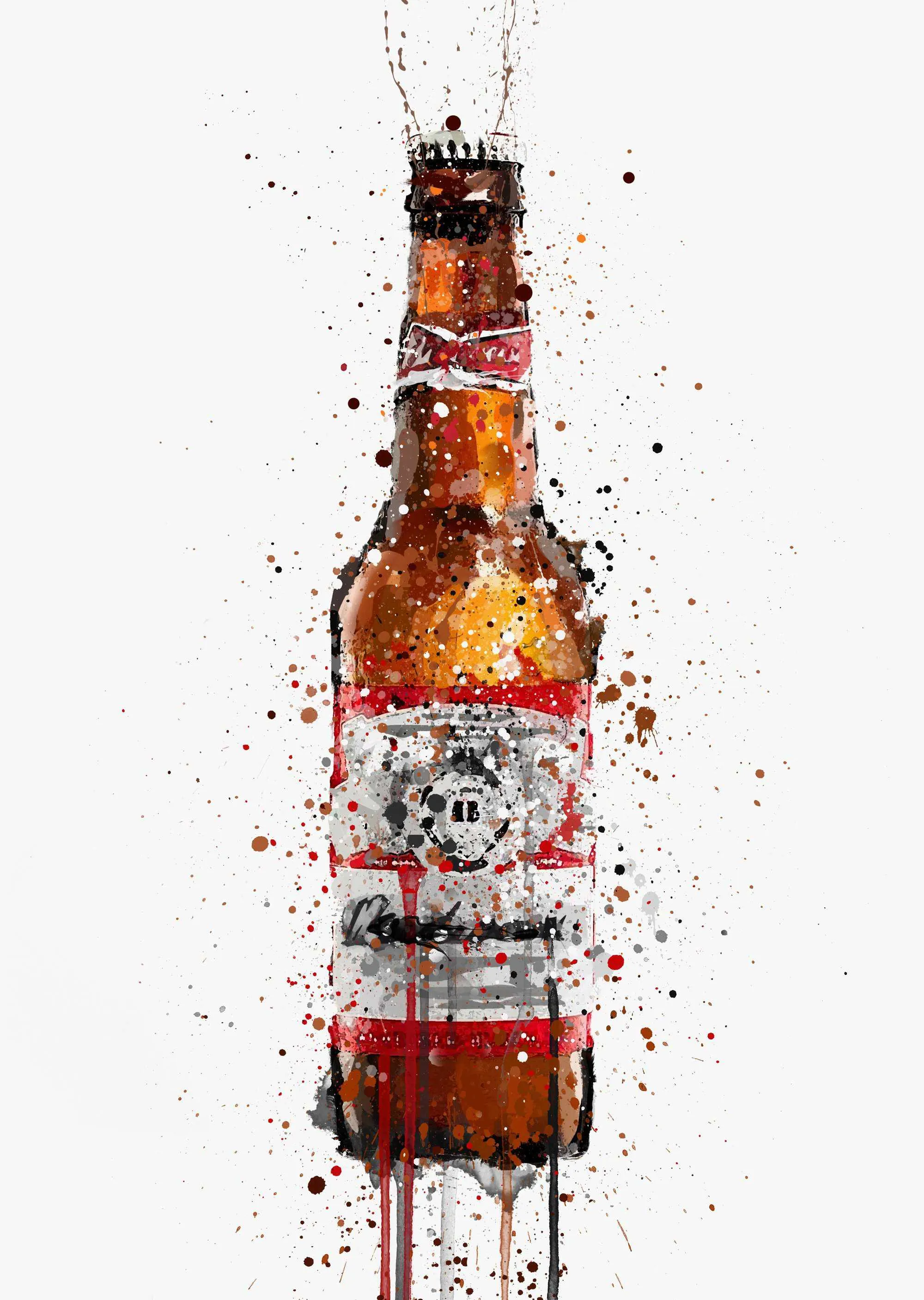 Beer Bottle Wall Art Print 'Amber'