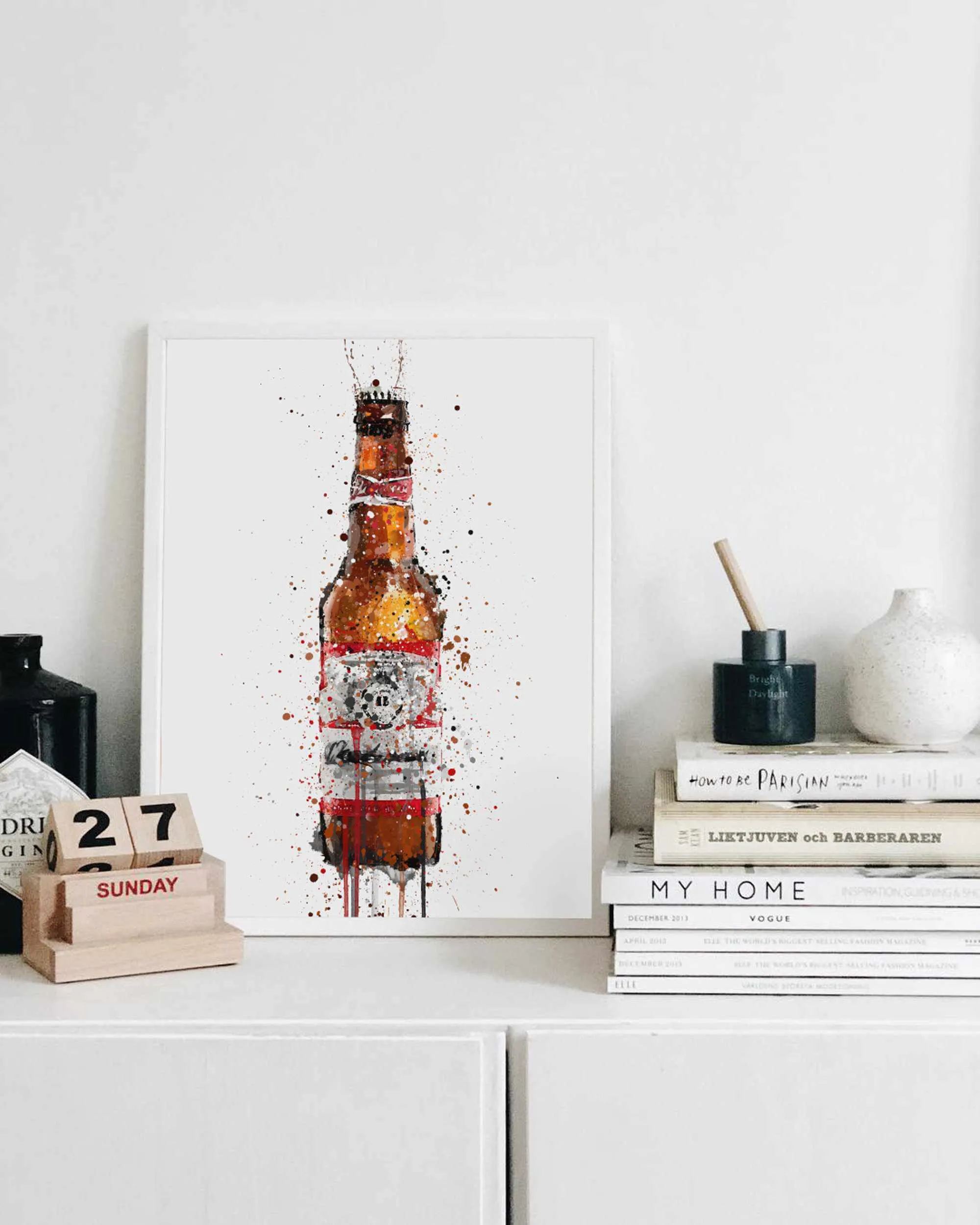 Beer Bottle Wall Art Print 'Amber'