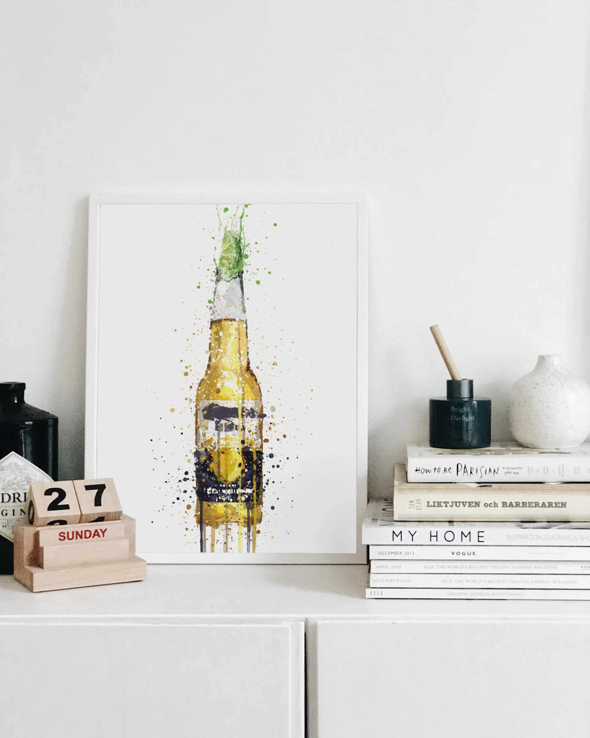 Beer Bottle Wall Art Print 'Lime'