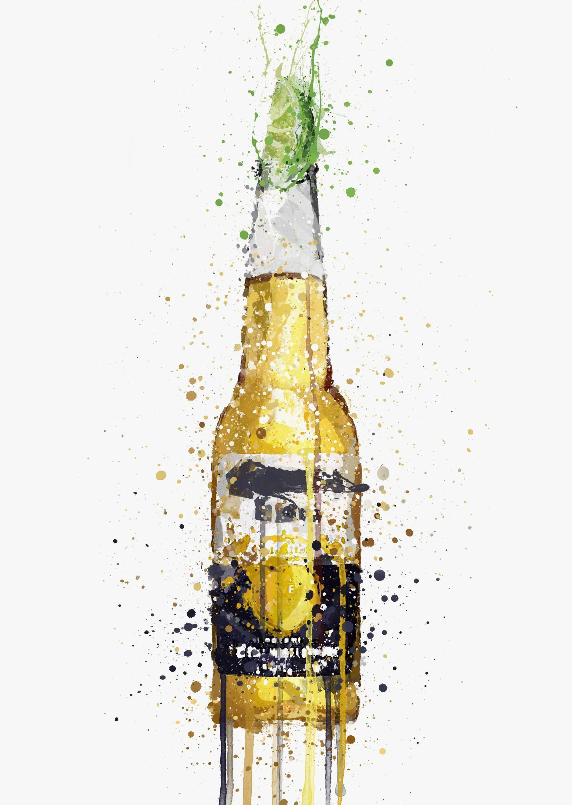 Beer Bottle Wall Art Print 'Lime'