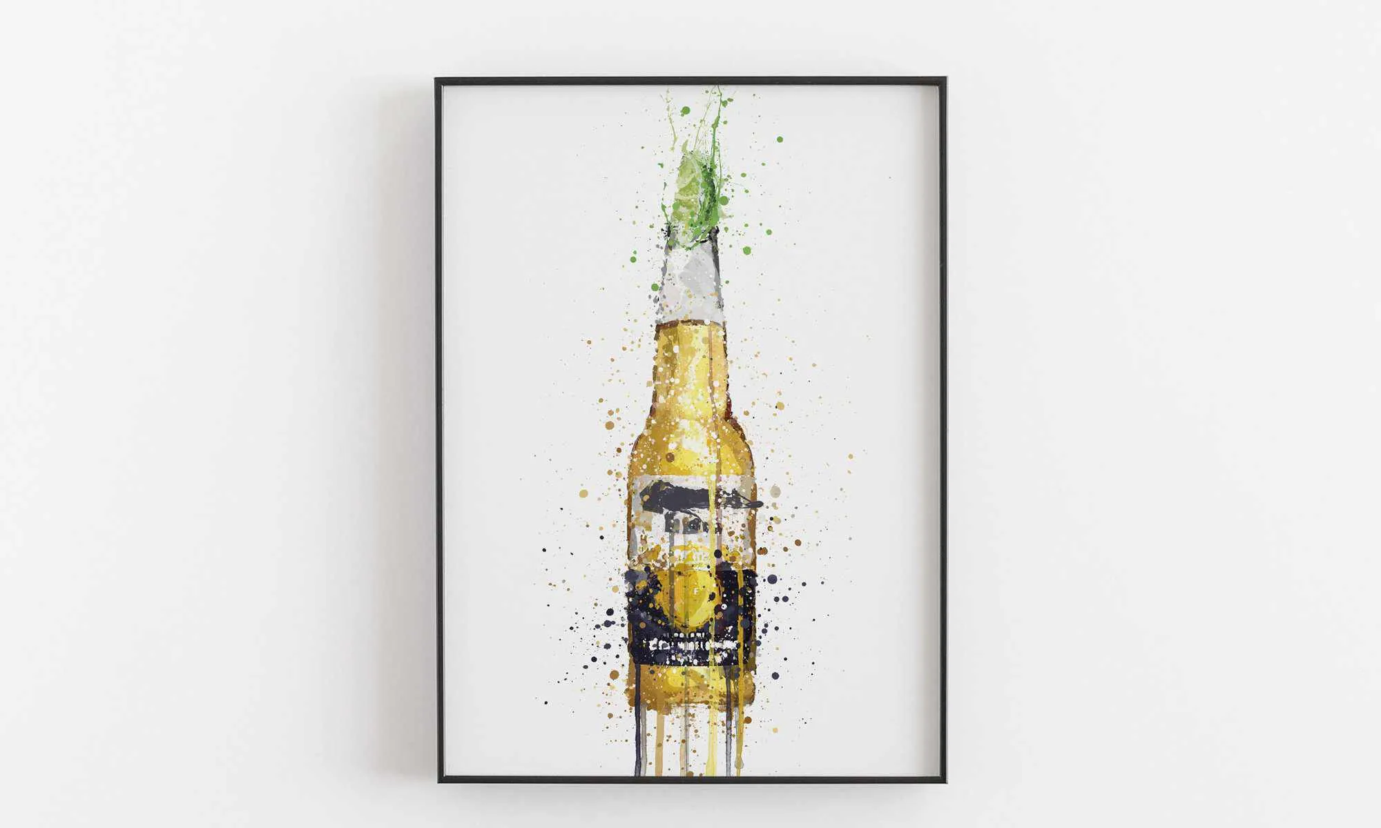 Beer Bottle Wall Art Print 'Lime'