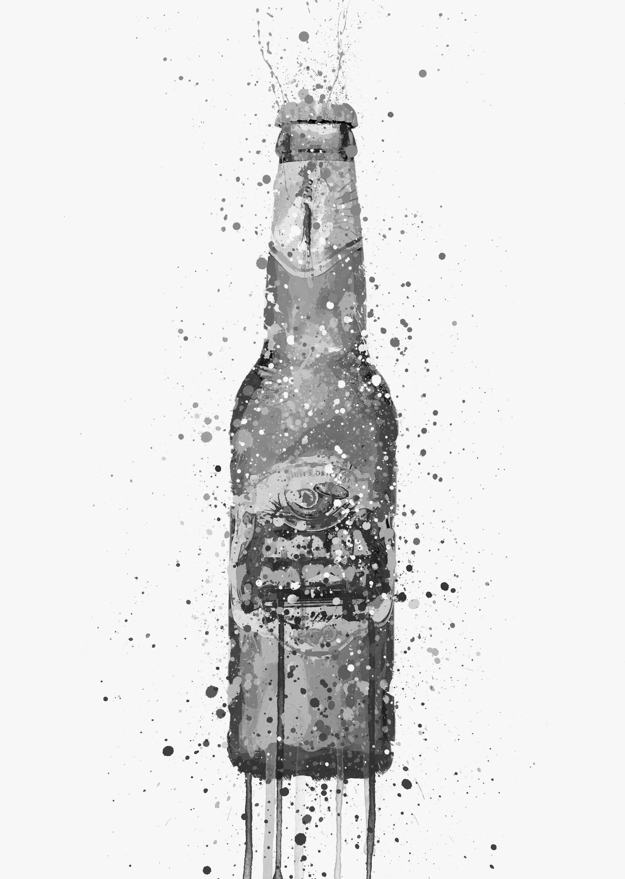 Beer Bottle Wall Art Print 'Peridot' (Grey Edition)