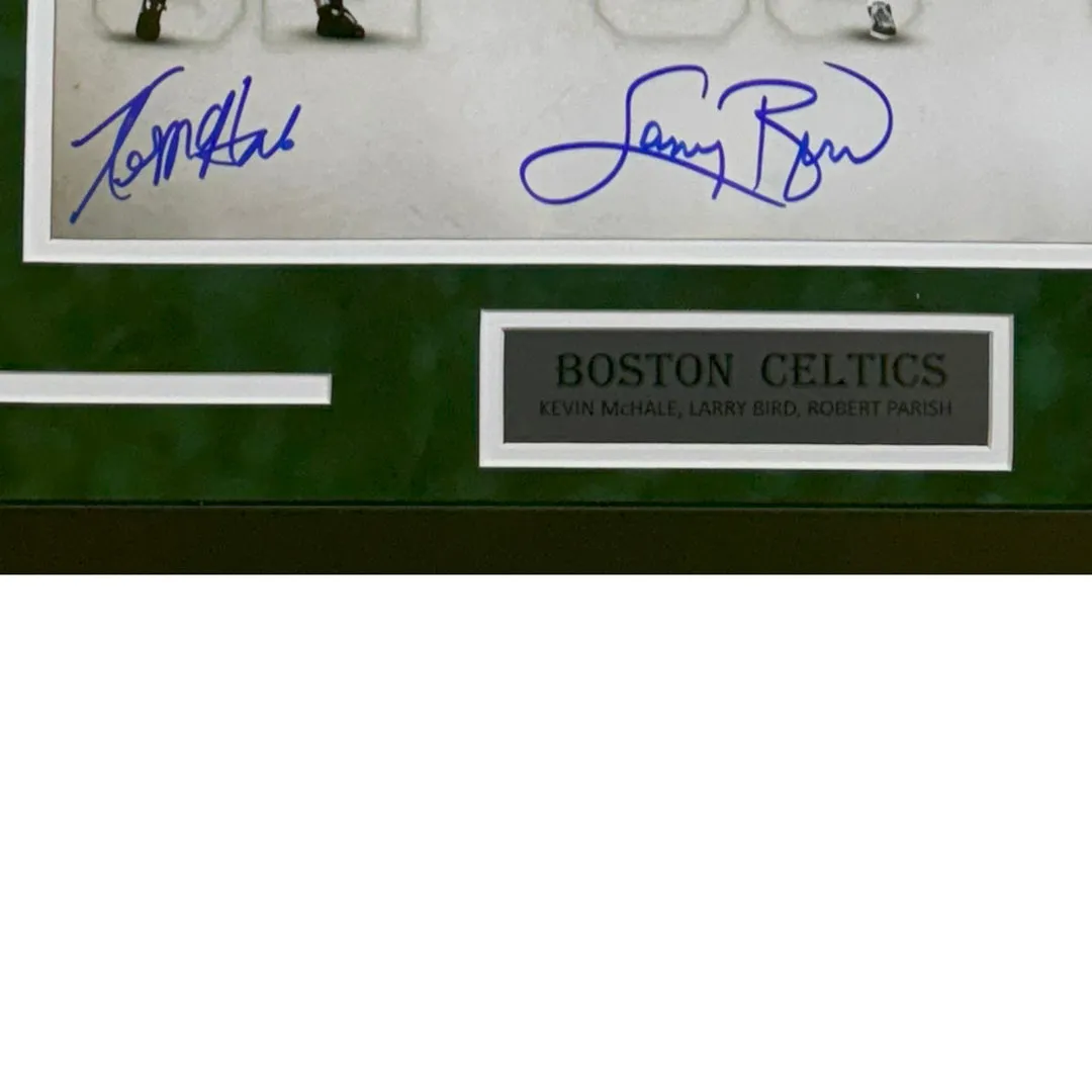 Big Three Larry Bird, Kevin McHale, Robert Parish Hand Signed & Framed Boston Celtics 16x20 Photo (JSA)