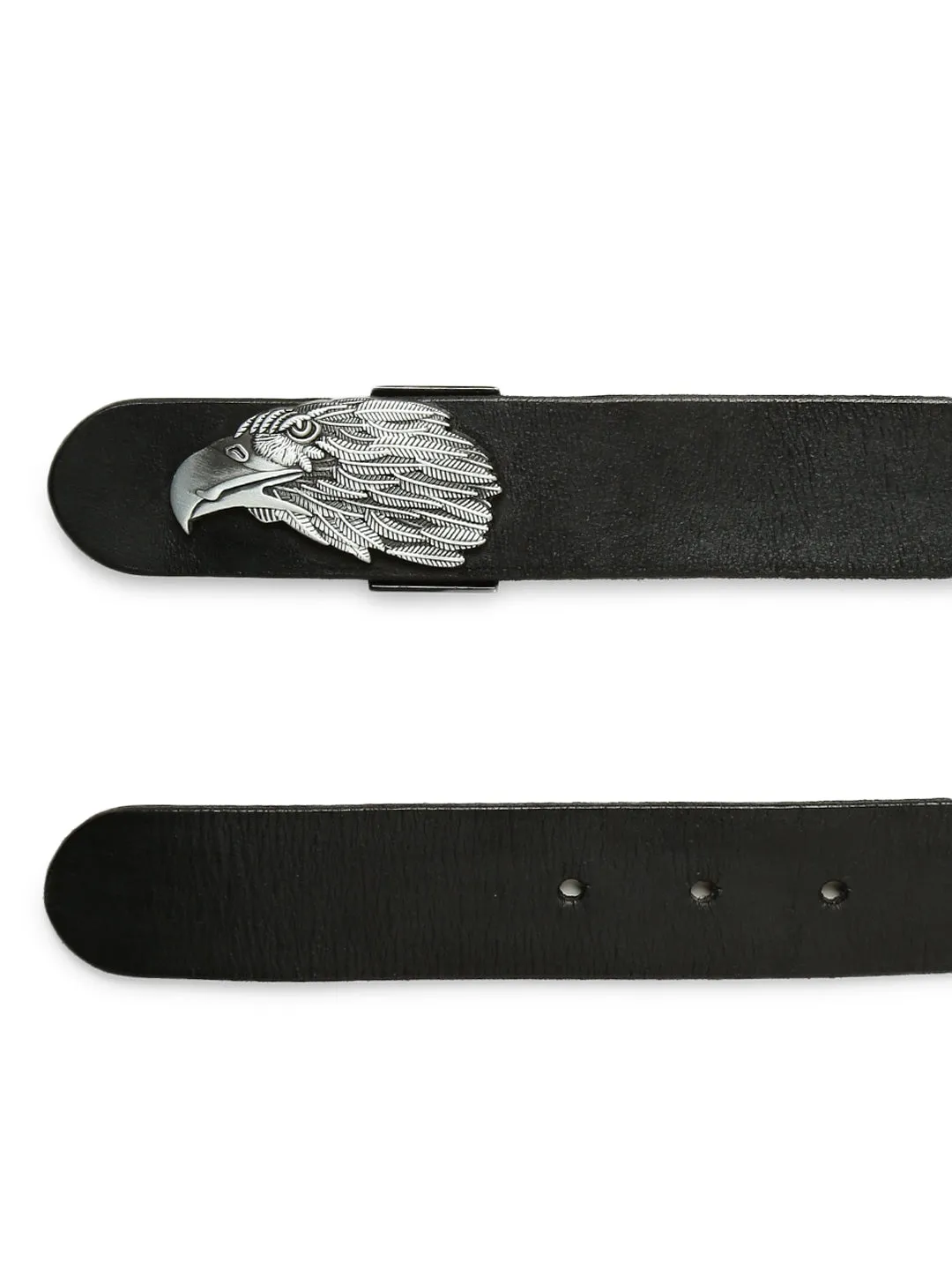 Black Plain Belt With Eagle-shaped Metal Buckle By Art N Vintage