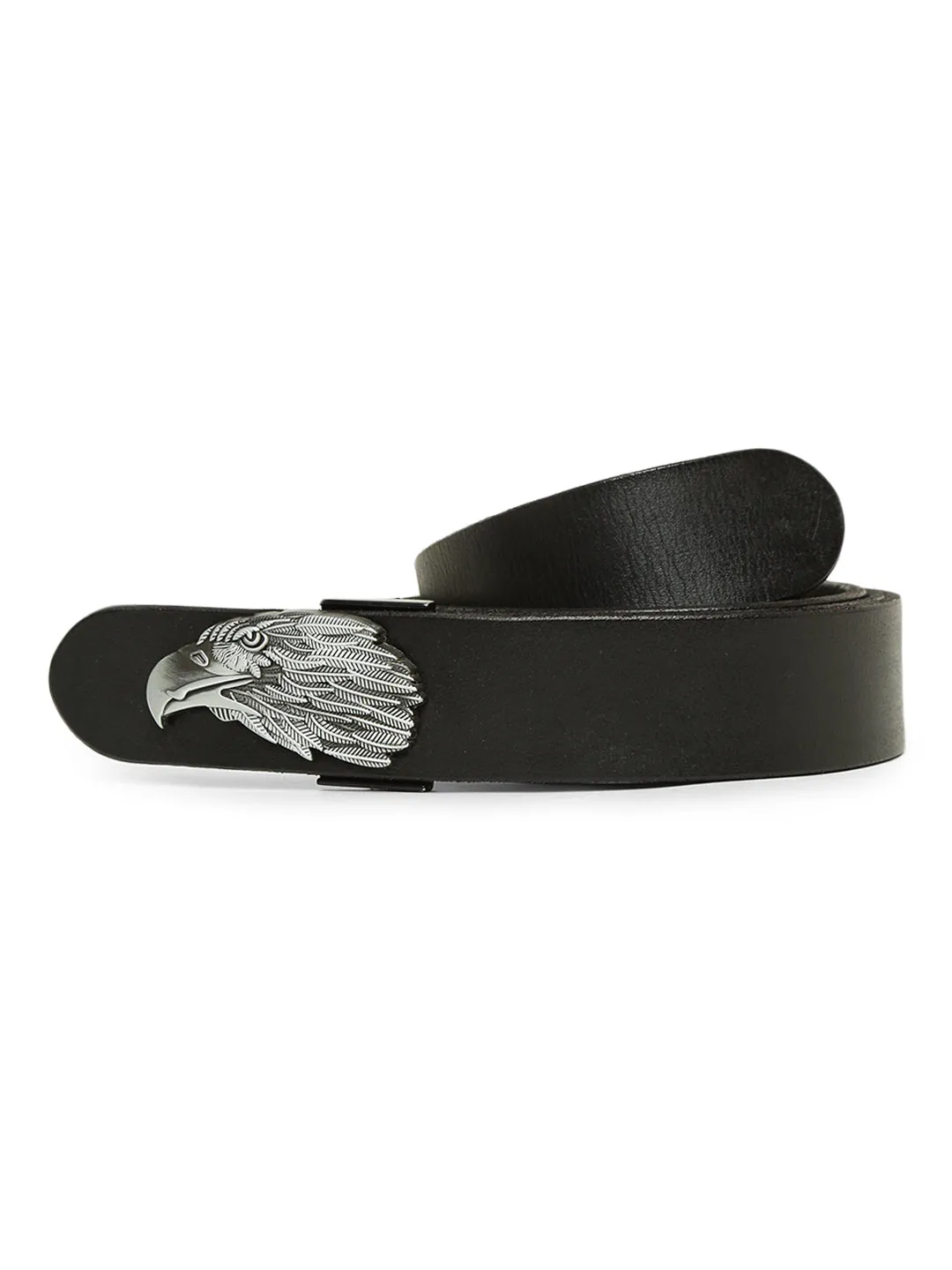 Black Plain Belt With Eagle-shaped Metal Buckle By Art N Vintage