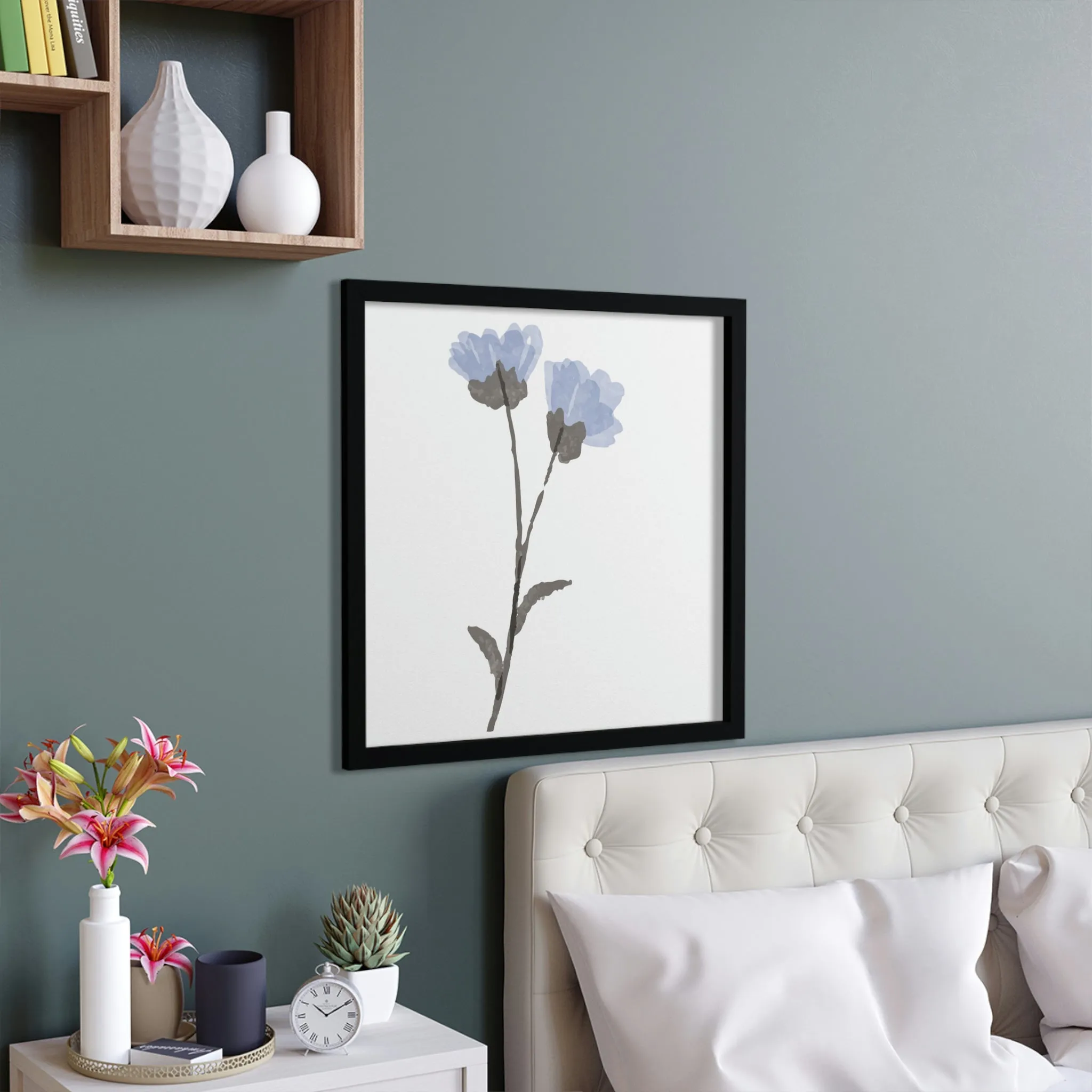 Blue Flowers Framed Poster