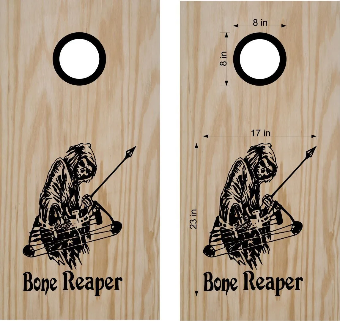 Bone Reaper Bow Hunter Cornhole Decal Set Boards Bean Bag Toss Sticker