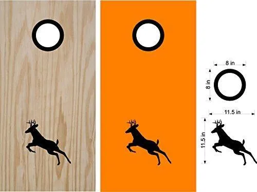 Buck Deer Hunting Cornhole Board Decals Stickers - Bean Bag Toss - Vinyl Stickers - Comes With Rings - Bean Baggo Decals - 08