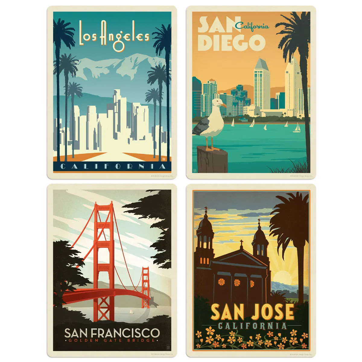 California Major Cities Decal Set of 4