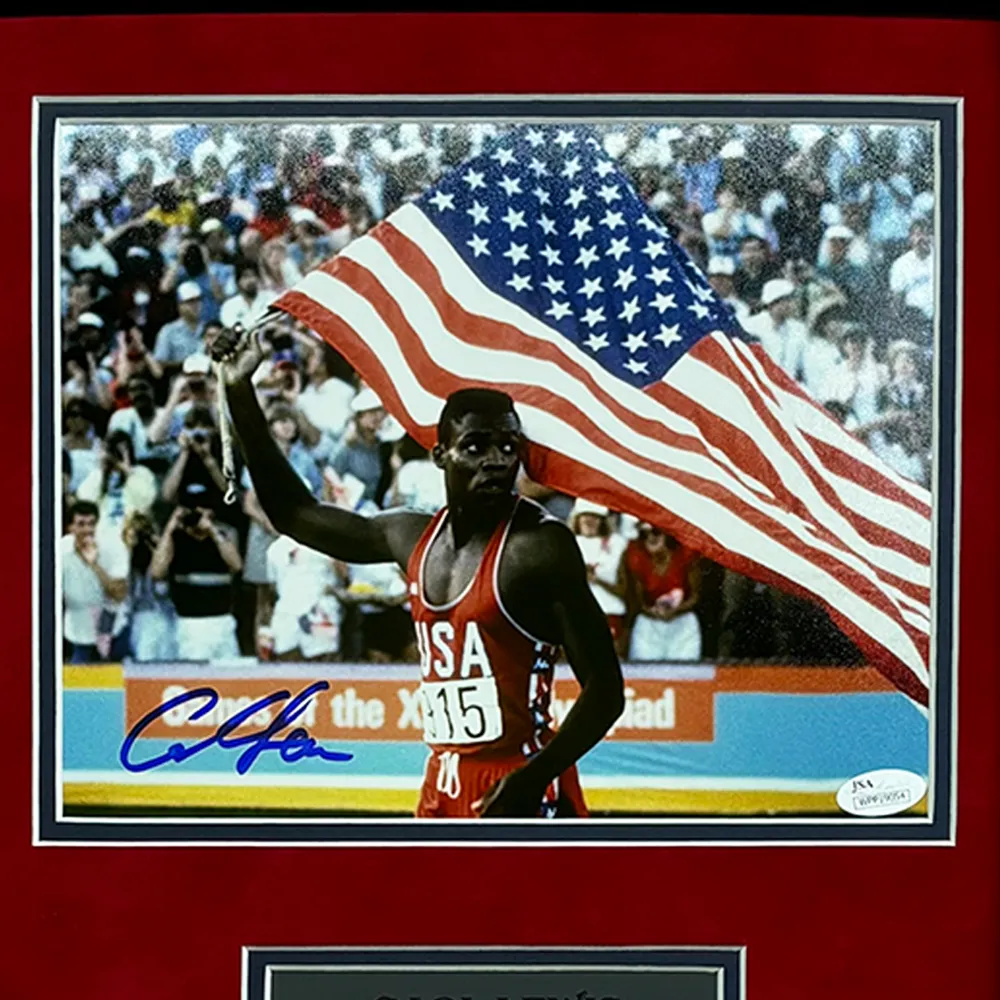 Carl Lewis Hand Signed & Framed USA Olympic 8x10 Photo (JSA)