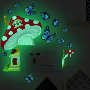 Cartoon Mushroom Luminous 3D Wall Nursery Stickers