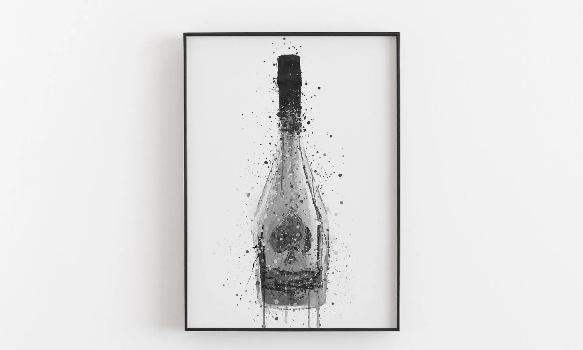 Champagne Bottle Wall Art Print 'Titanium'