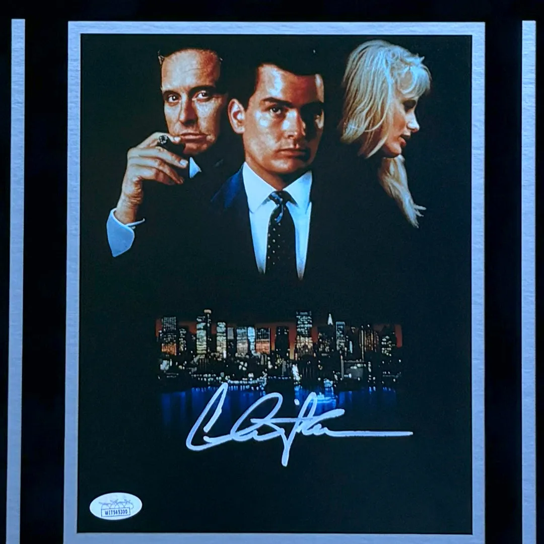 Charlie Sheen Hand Signed & Framed Suede 8x10 Wall Street Photo (JSA)