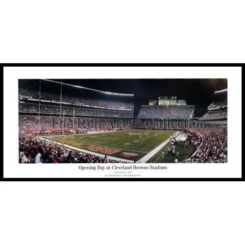 Cleveland Browns Opening Day At Cleveland Brown's Stadium"  - 13.5"x39" Standard Black Frame"