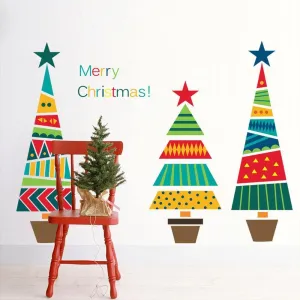 Colorful Cartoon Christmas Tree Peel and Stick Wall Decal