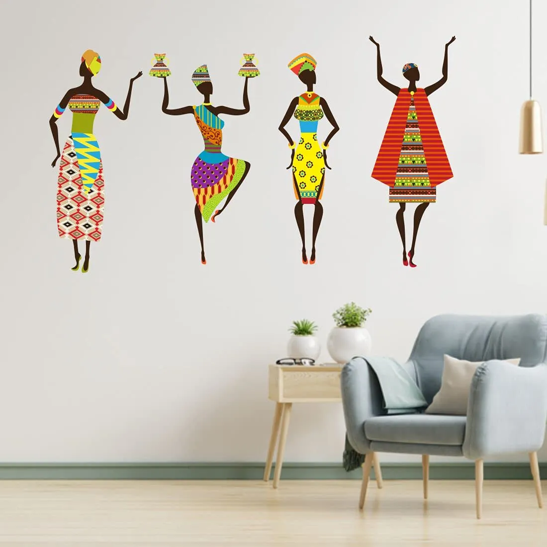 Decor1ders Self Adhesive Wall Stickers for Kids Room Decorative Items, Wall Stickers for Hall Room, Wall Decals Design Wall Sticker, Wall Decor for Living Room Pack of - 1 (African Woman)