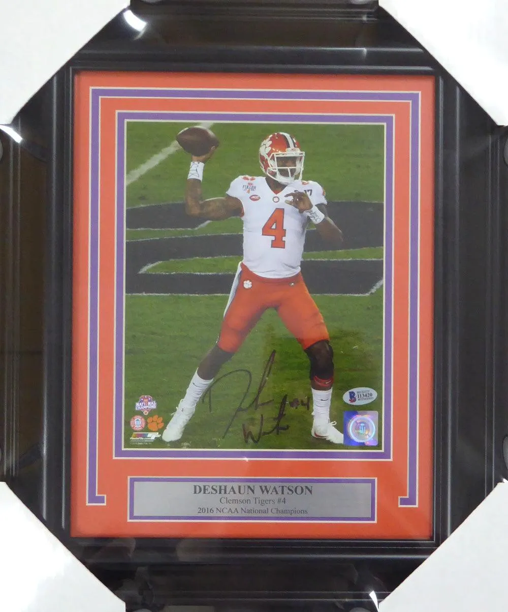 Deshaun Watson Autographed Framed 8x10 Photo Clemson Tigers Beckett BAS Stock #123686