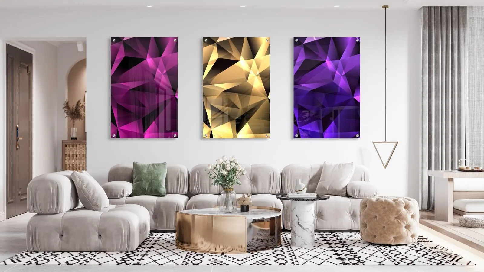 Diamond Design Set of 3 Prints Modern Wall Art Modern Artwork