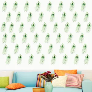 Divine Designs™ PVC Vinyl Self-Adhesive Peacock Feathers Pieces Wall Sticker for Living Room, Bedroom, Office Wall Decoration (4 X 2.7 INCH) Pack 1-48 Pieces