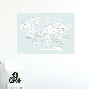 Doodle World Map Fabric Decal