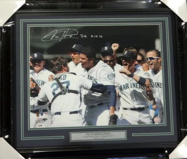 Felix Hernandez Autographed Framed 16x20 Photo Seattle Mariners "P.G. 8-15-12" Perfect Game PSA/DNA Stock #94161